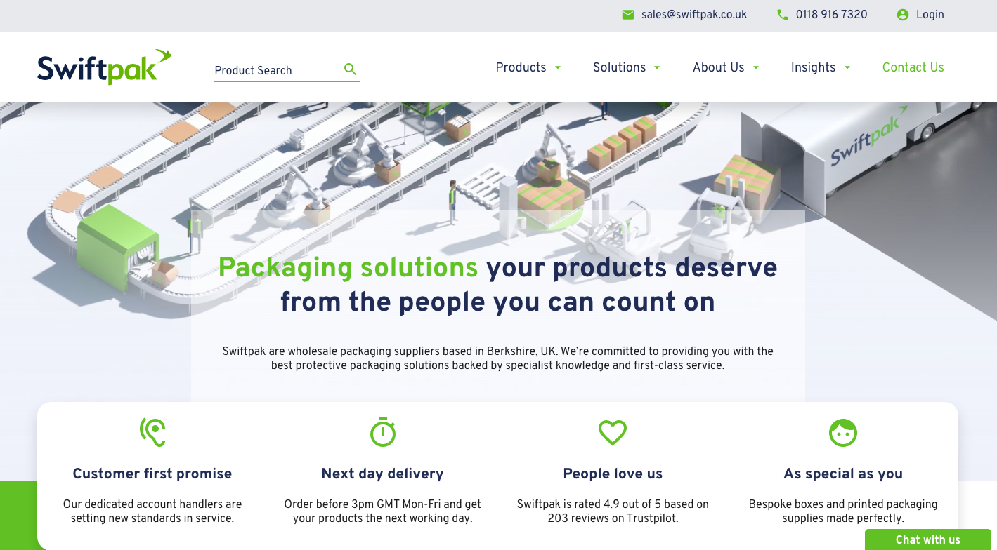 Swiftpak web design