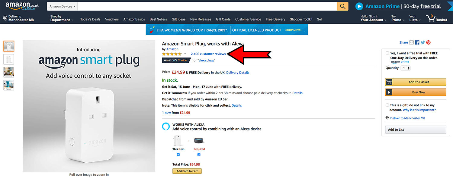Amazon showing customer ratings