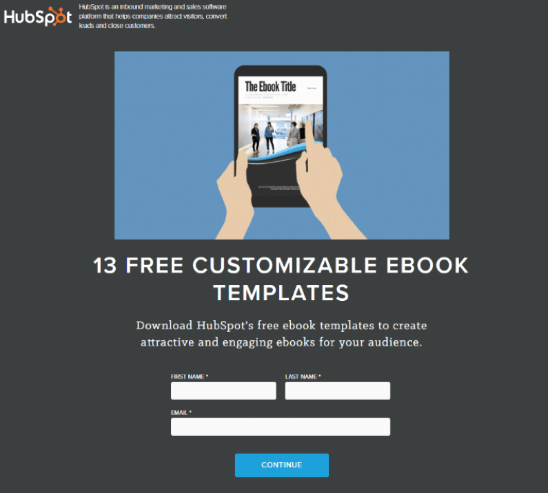 Hubspot's landing page with effective header and value proposition