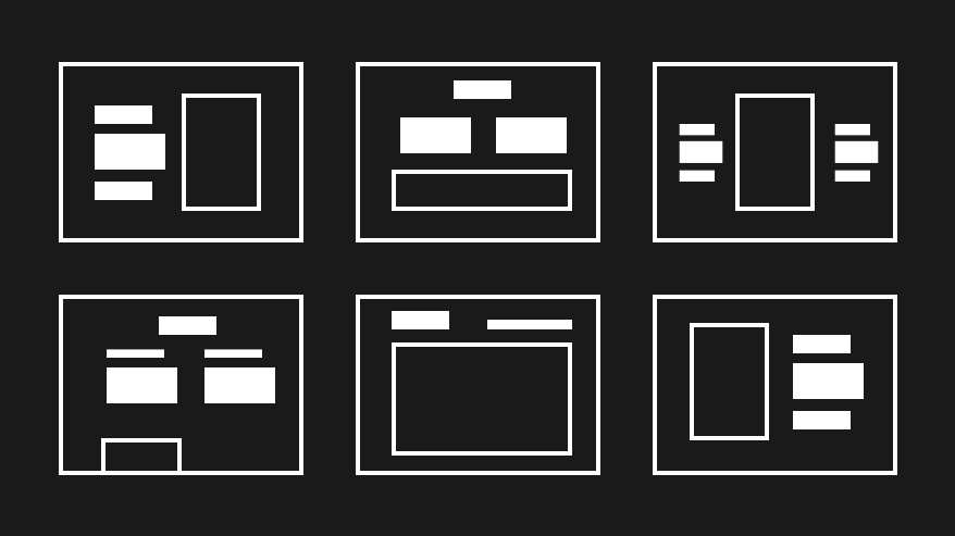 Example of 6 different layouts that could be tested