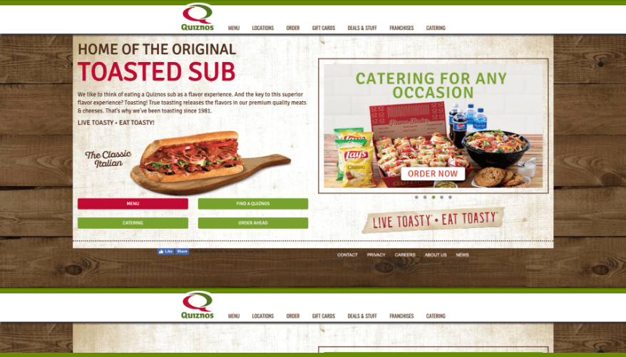 example of outdated website homepage