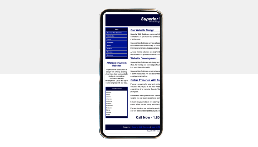 example of a website not responding to mobile screen size