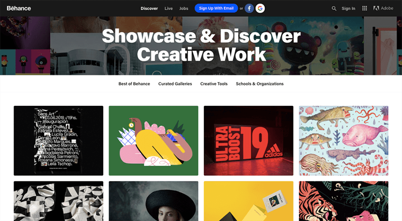 Behance home page