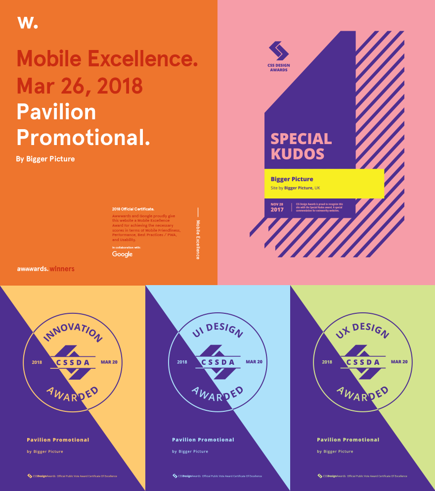 Design awards: Mobile Excellence in collaboration with Google, Awwwards. Special Kudos, CSS Design Awards. UI Design Award, CSS Design Awards. UX Design Award, CSS Design Awards. Innovation, CSS Design Awards.