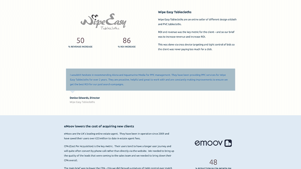 Aquamarines old case-studies page